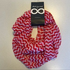 Multi Loop Red & White Chevron Scarf